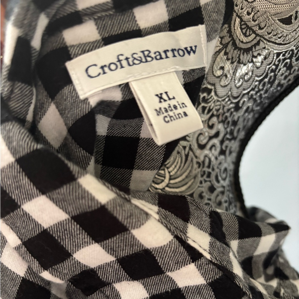 Croft & Barrow Gingham Check Half Button Down Shirt - Picture 4 of 5